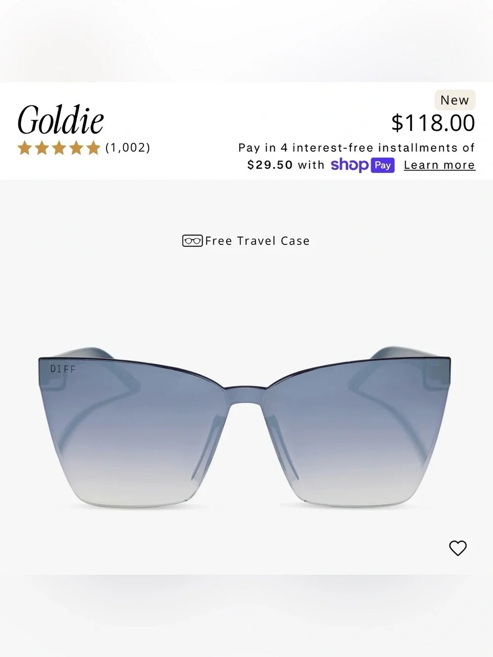 Diff Eyewear Oversized Cat-Eye Sunglasses Gray Gradient Lenses